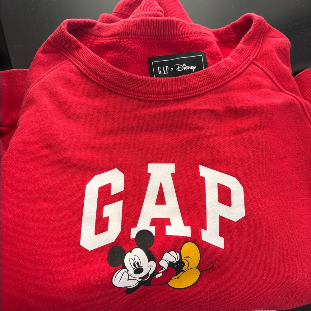 GAP Disney Red Sweatshirt with Mickey Graphic